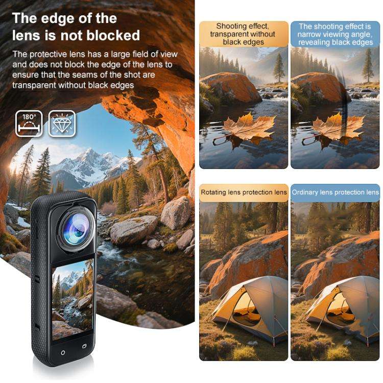 For Insta360 X5 PULUZ Rotating Optical Tempered Glass Lens Guard Protective Cover (Transparent)