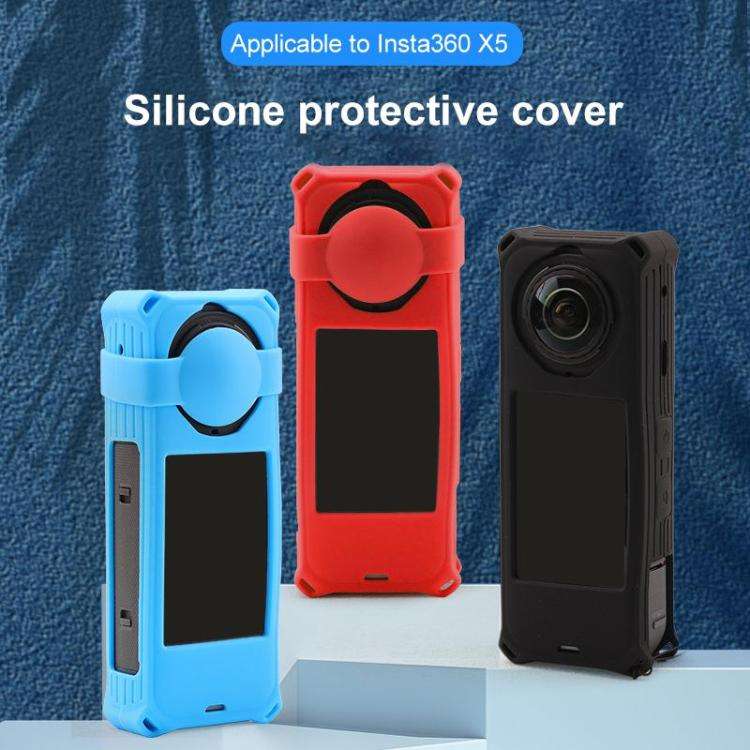 For Insta360 X5 PULUZ Silicone Protective Case with Lens Cover (Red)