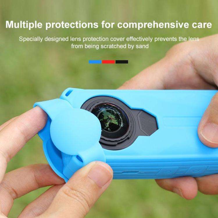 For Insta360 X5 PULUZ Silicone Protective Case with Lens Cover (Red)