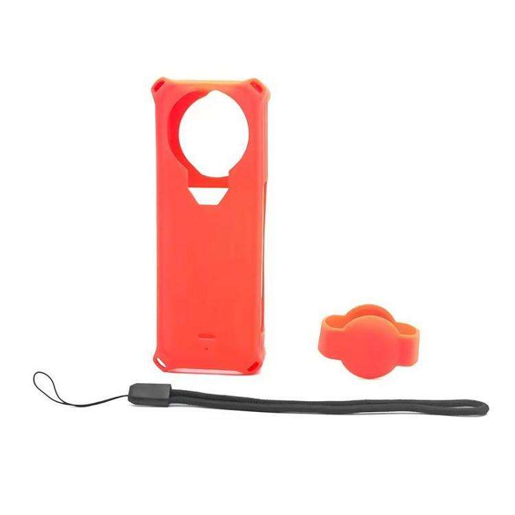 For Insta360 X5 PULUZ Silicone Protective Case with Lens Cover (Red)