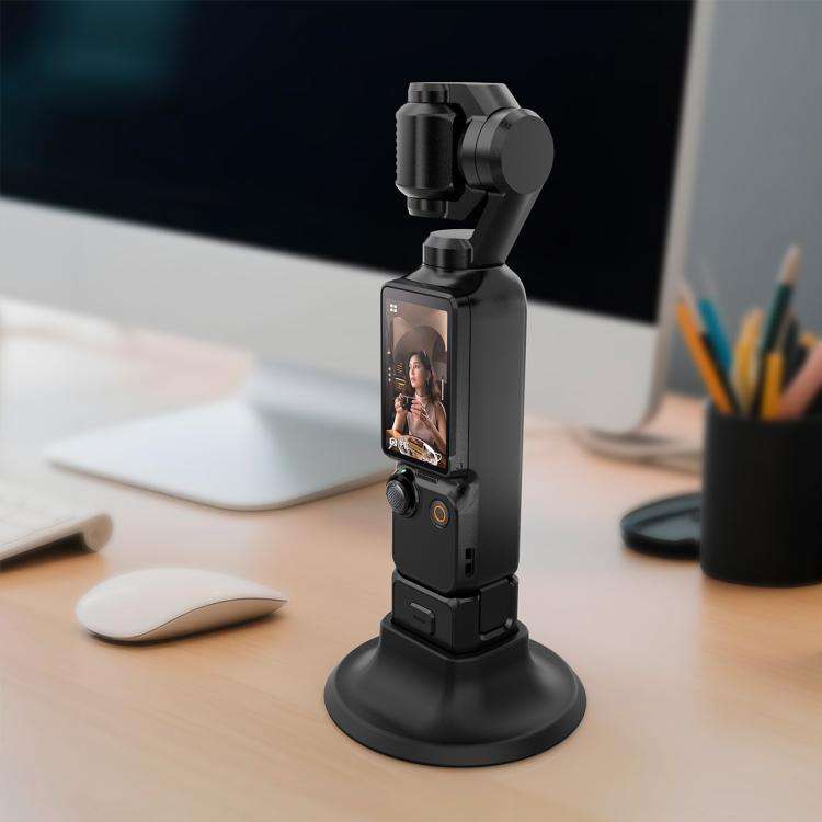 For DJI Osmo Pocket 3 PULUZ Adhesive Type Silicone Dock Desktop Base Bracket (Black)