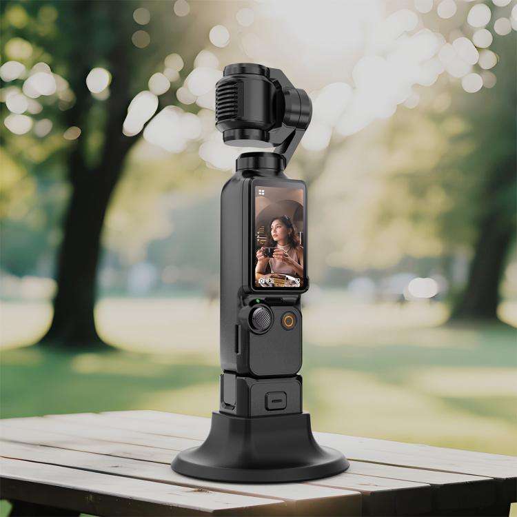 For DJI Osmo Pocket 3 PULUZ Adhesive Type Silicone Dock Desktop Base Bracket (Black)