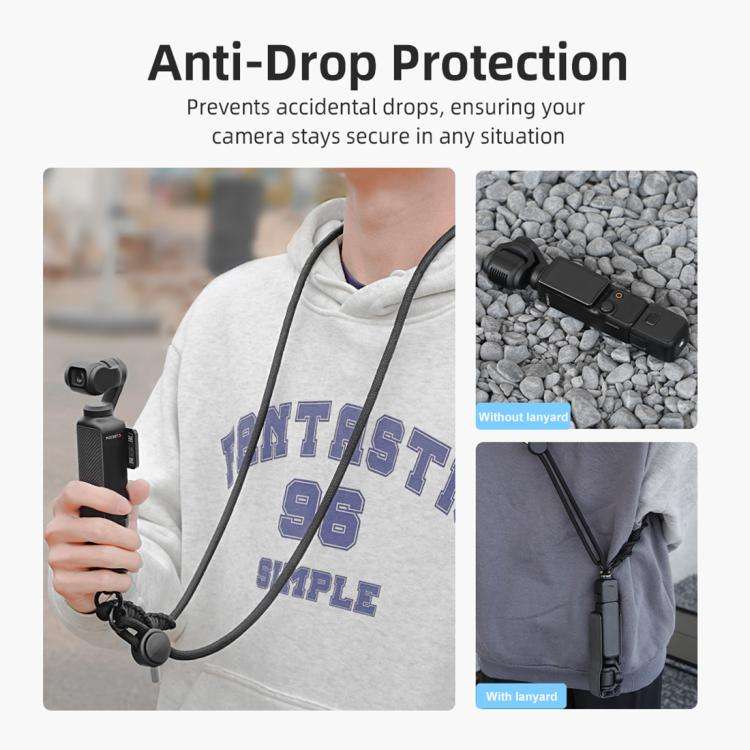 PULUZ Sports Camera Lanyard Long Adjustable Anti-lost Rope for DJI OSMO Pocket 3 / Insta360 X5 (B...