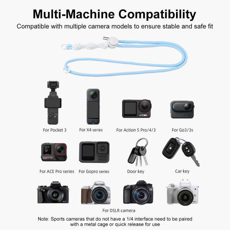PULUZ Sports Camera Lanyard Long Adjustable Anti-lost Rope for DJI OSMO Pocket 3 / Insta360 X5 (B...