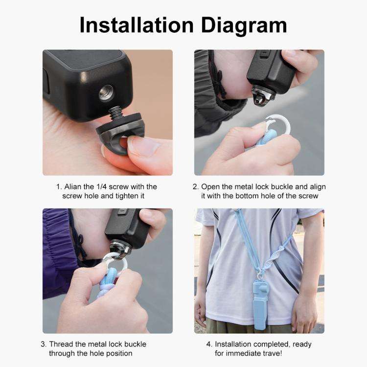 PULUZ Sports Camera Lanyard Long Adjustable Anti-lost Rope for DJI OSMO Pocket 3 / Insta360 X5 (B...