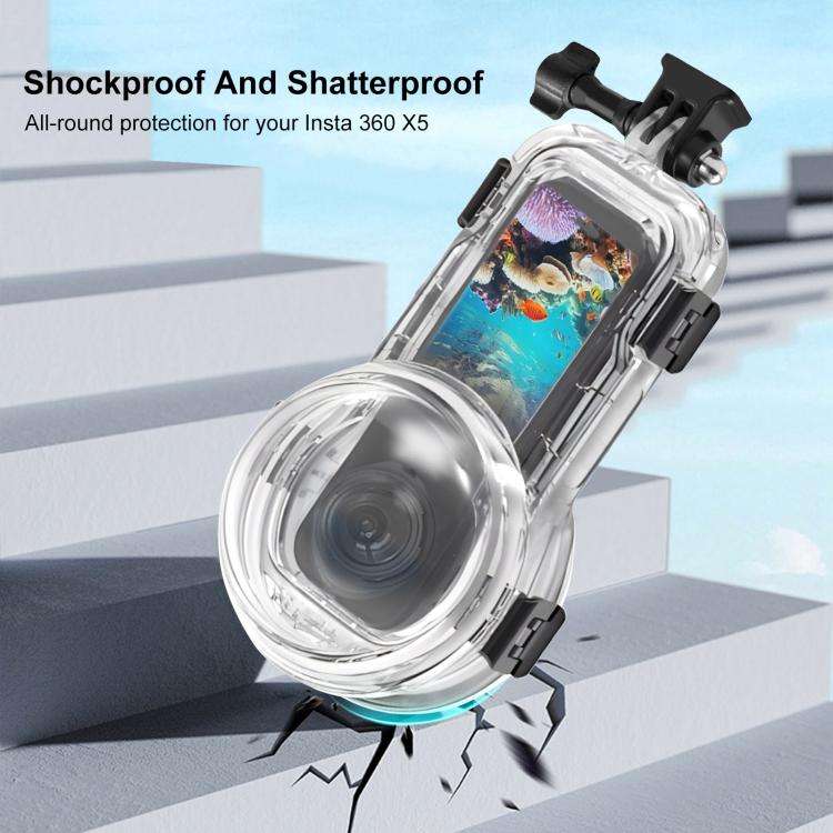 For Insta360 X5 PULUZ 60m Waterproof Sealed Diving Case (Transparent)