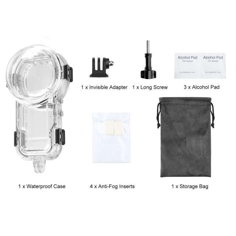 For Insta360 X5 PULUZ 60m Waterproof Sealed Diving Case (Transparent)