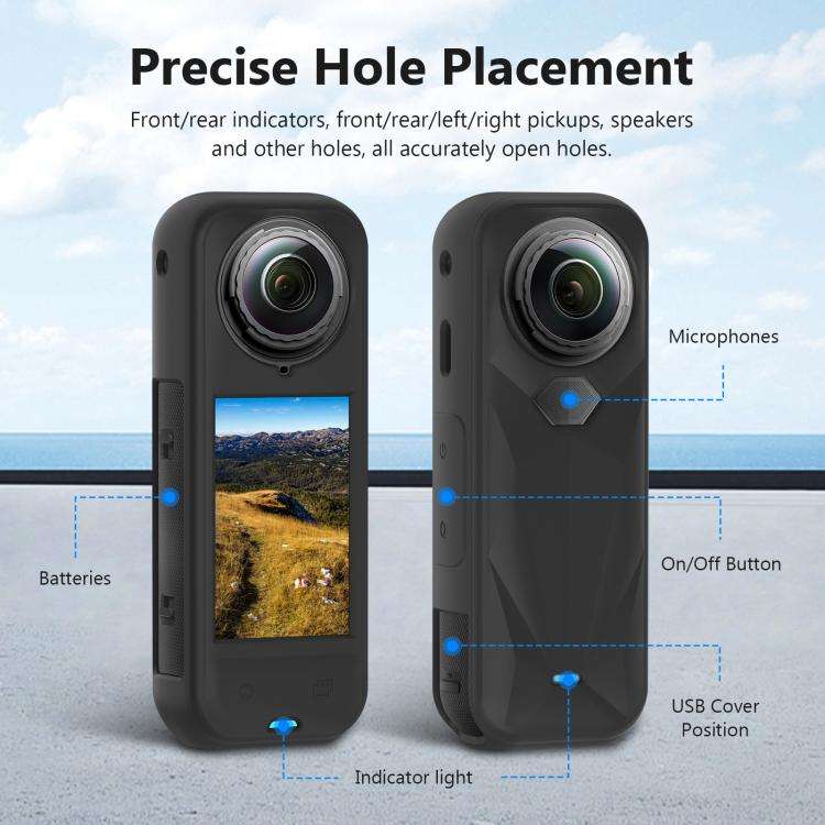 For Insta360 X5 PULUZ Silicone Protective Case with Lens Cover (Black)