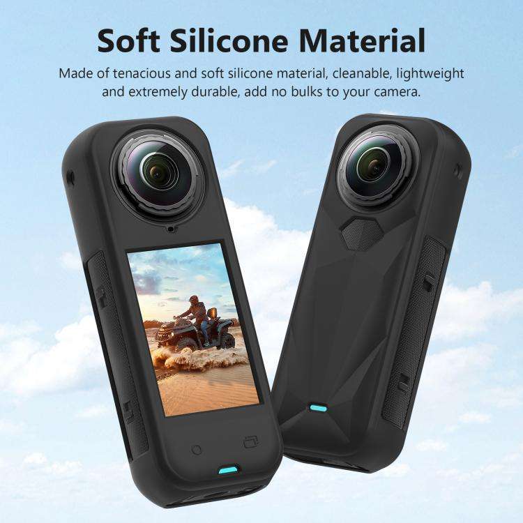 For Insta360 X5 PULUZ Silicone Protective Case with Lens Cover (Black)