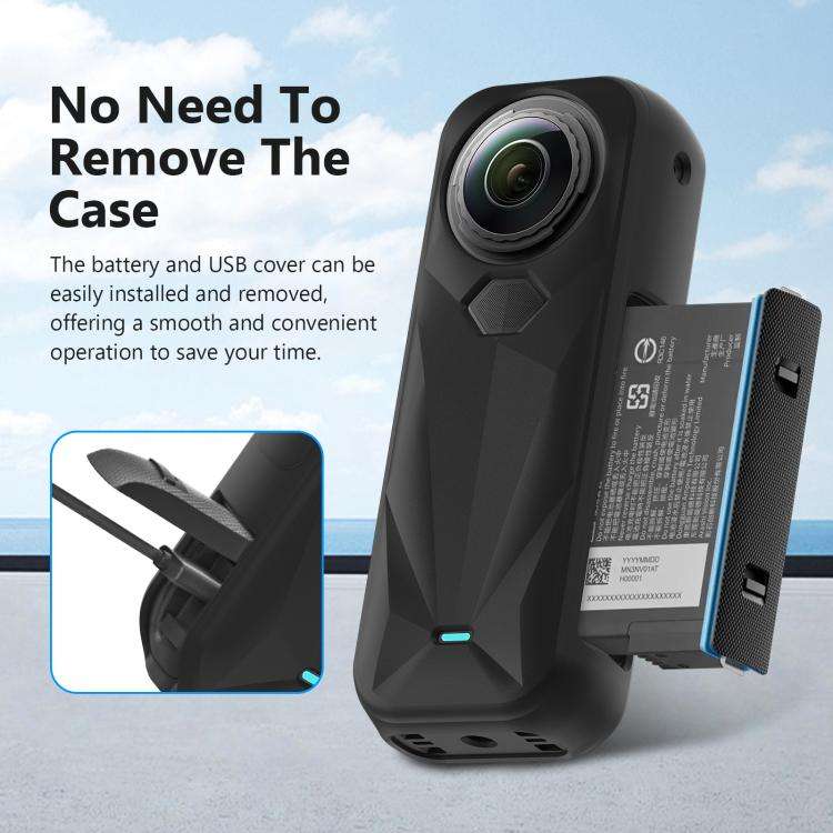For Insta360 X5 PULUZ Silicone Protective Case with Lens Cover (Black)