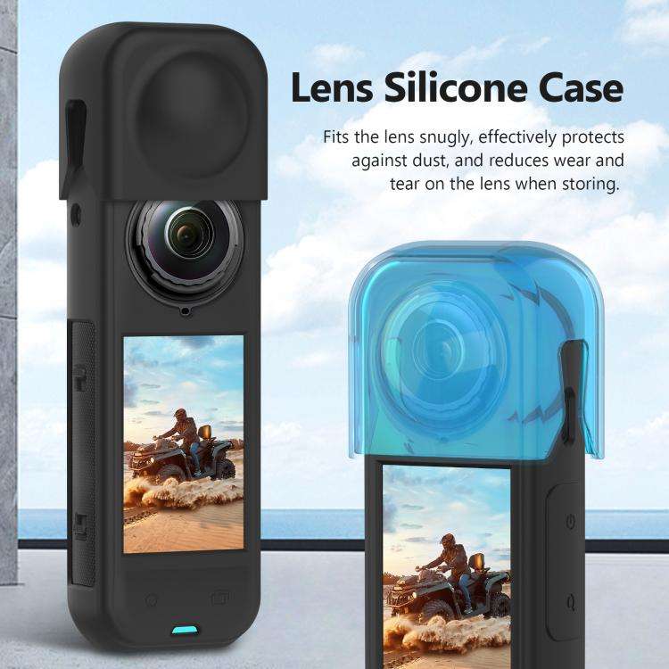 For Insta360 X5 PULUZ Silicone Protective Case with Lens Cover (Black)
