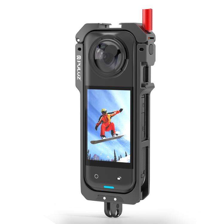 For Insta360 X5 PULUZ Metal Protective Cage Rig Housing Frame with Lens Cover (Black)