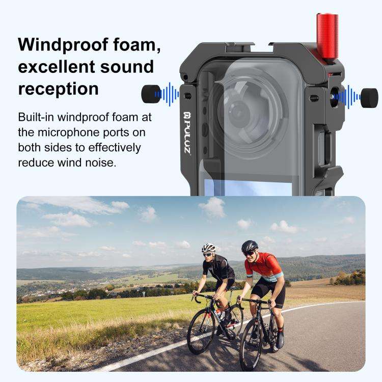 For Insta360 X5 PULUZ Metal Protective Cage Rig Housing Frame with Lens Cover (Black)