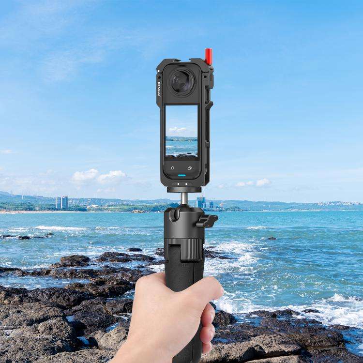 For Insta360 X5 PULUZ Metal Protective Cage Rig Housing Frame with Lens Cover (Black)