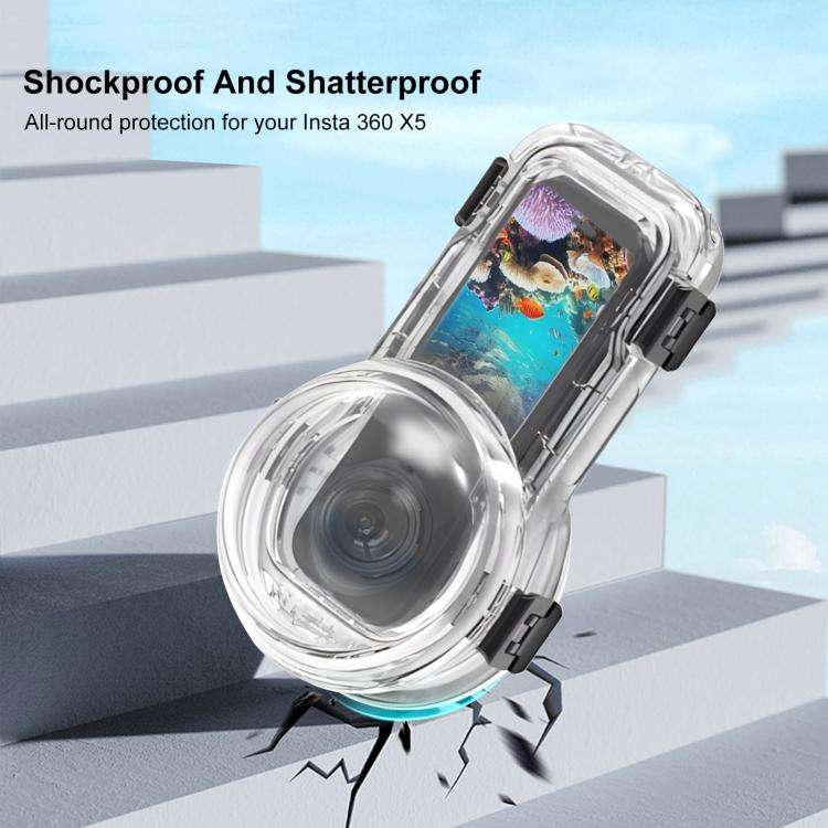 For Insta360 X5 PULUZ Quick Release 60m Waterproof Sealed Diving Case (Transparent)