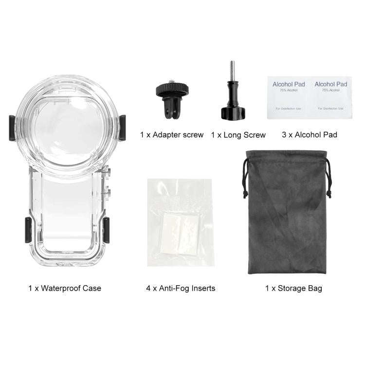 For Insta360 X5 PULUZ Quick Release 60m Waterproof Sealed Diving Case (Transparent)