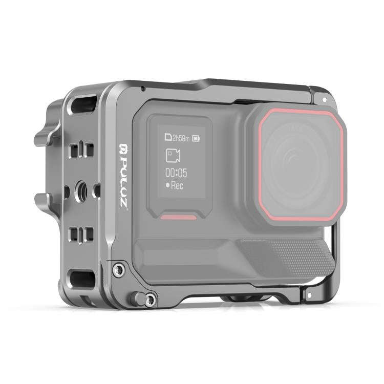 For Insta360 Ace Pro 2 PULUZ Aluminum Alloy Protective Cage Rig Dual Cold Shoe Housing Frame (Sil...
