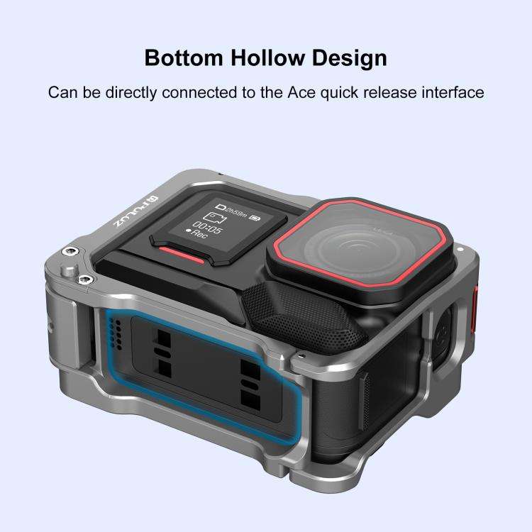 For Insta360 Ace Pro 2 PULUZ Aluminum Alloy Protective Cage Rig Dual Cold Shoe Housing Frame (Sil...