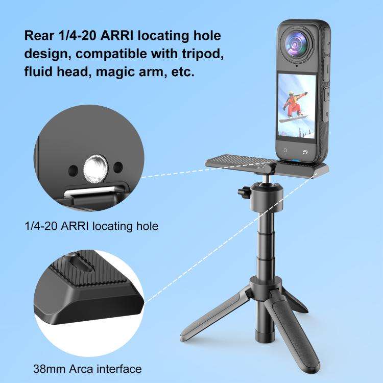 PULUZ Folding Magnetic Mount Base L Bracket For Insta360 X4 / X5 / DJI Pocket 3 (Black)