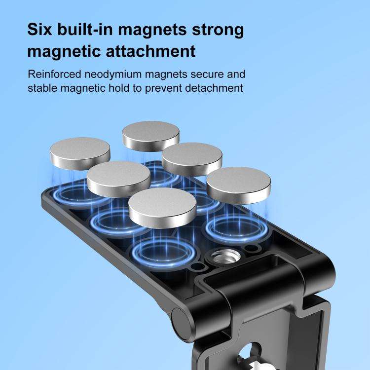 PULUZ Folding Magnetic Mount Base L Bracket For Insta360 X4 / X5 / DJI Pocket 3 (Black)