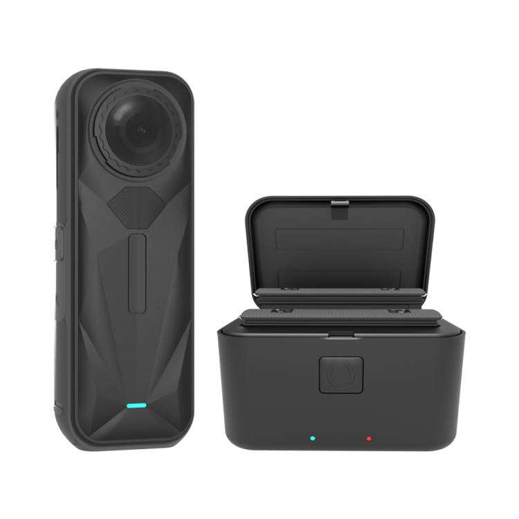For Insta360 X5 PULUZ Dual-Batteries Charging Box Battery & Memory Card Storage Case (Black)