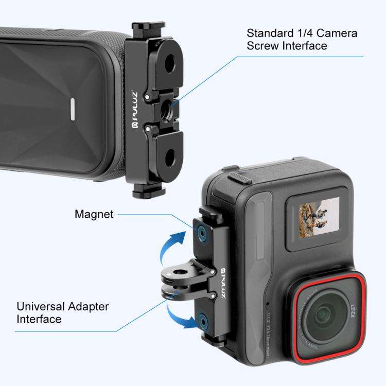 For Insta360 X5 / Ace Pro / Pro 2 PULUZ Aviation Aluminum Quick Release Base Adapter Bracket (Black)