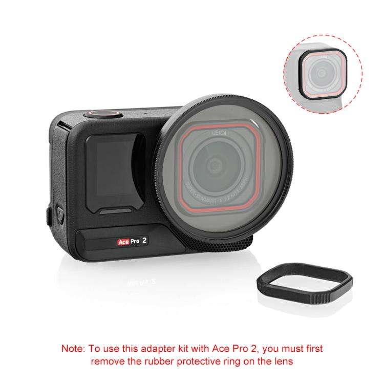For Insta360 Ace Pro 2 PULUZ 52mm UV Lens Filter Adapter Ring with Lens Cover (Black)