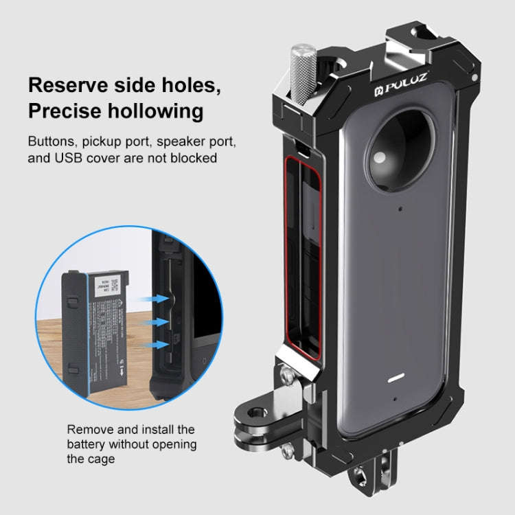 For Insta360 X3 PULUZ Metal Protective Cage Rig Housing Frame with Expand Cold Shoe Base & Tripod...