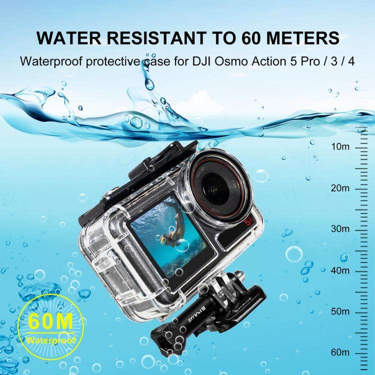 For DJI Osmo Action 5 Pro / 3 / 4 PULUZ 60m Underwater Waterproof Housing Diving Case with Cold S...