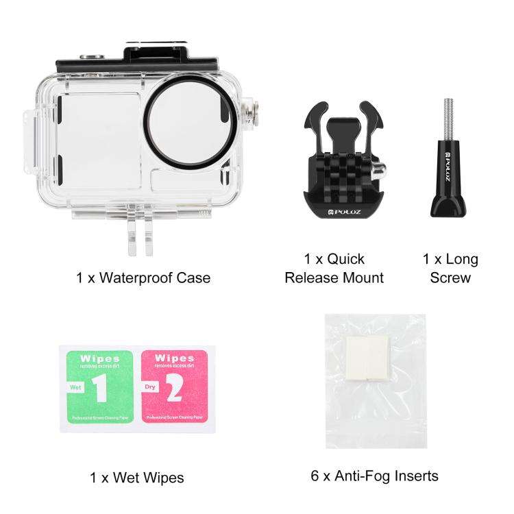 For DJI Osmo Action 5 Pro / 3 / 4 PULUZ 60m Underwater Waterproof Housing Diving Case with Cold S...