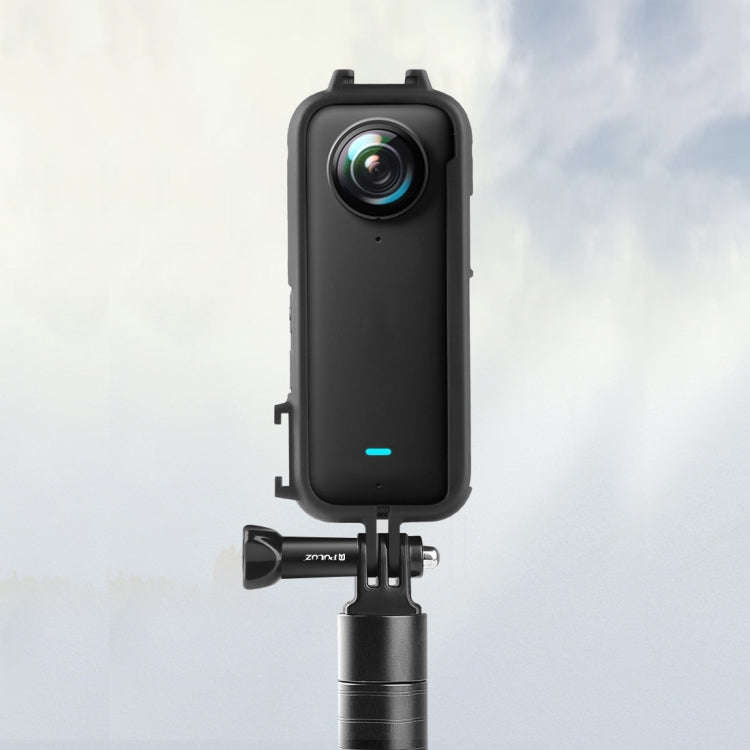 For Insta360 X3 PULUZ Cold Shoe PC Plastic Protective Frame with Adapter Mount & Screw(Black)