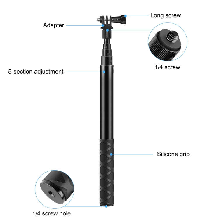 PULUZ 110cm Metal Selfie Stick Monopod with Invisible Adapter Base & Screw for Insta360 One RS / ...