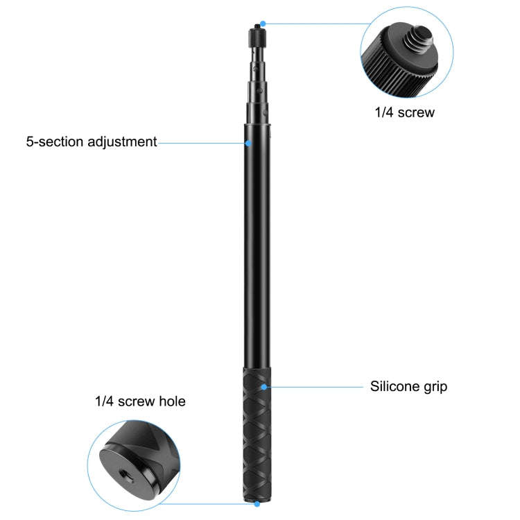 PULUZ 150cm Metal Selfie Stick Monopod  for Insta360 One RS / X2 / X3 / X4