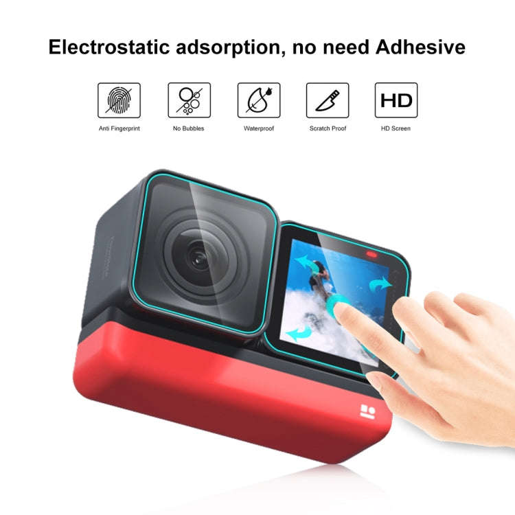 For Insta360 One RS PULUZ 3 in 1 Screen + 4K Lens + Leica Lens Tempered Glass Film(Transparent)