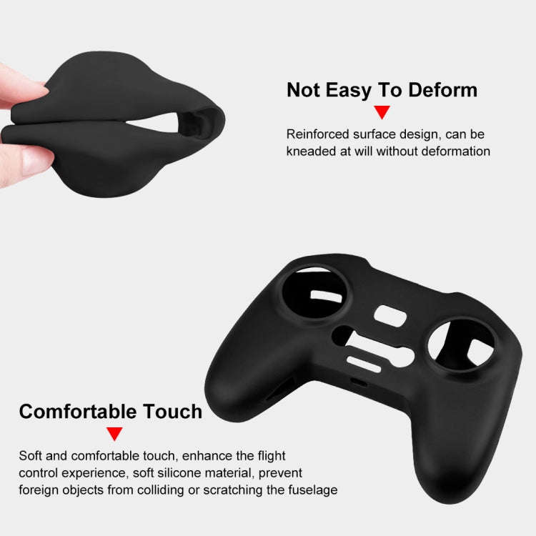For DJI FPV Combo Remote Control PULUZ Silicone Protective Case with Neck Strap(Black)