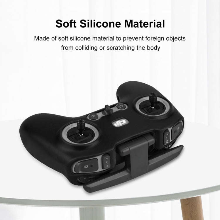 For DJI FPV Combo Remote Control PULUZ Silicone Protective Case with Neck Strap(Black)