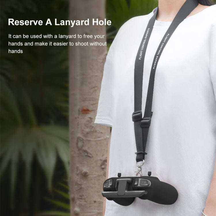 For DJI FPV Combo Remote Control PULUZ Silicone Protective Case with Neck Strap(Black)