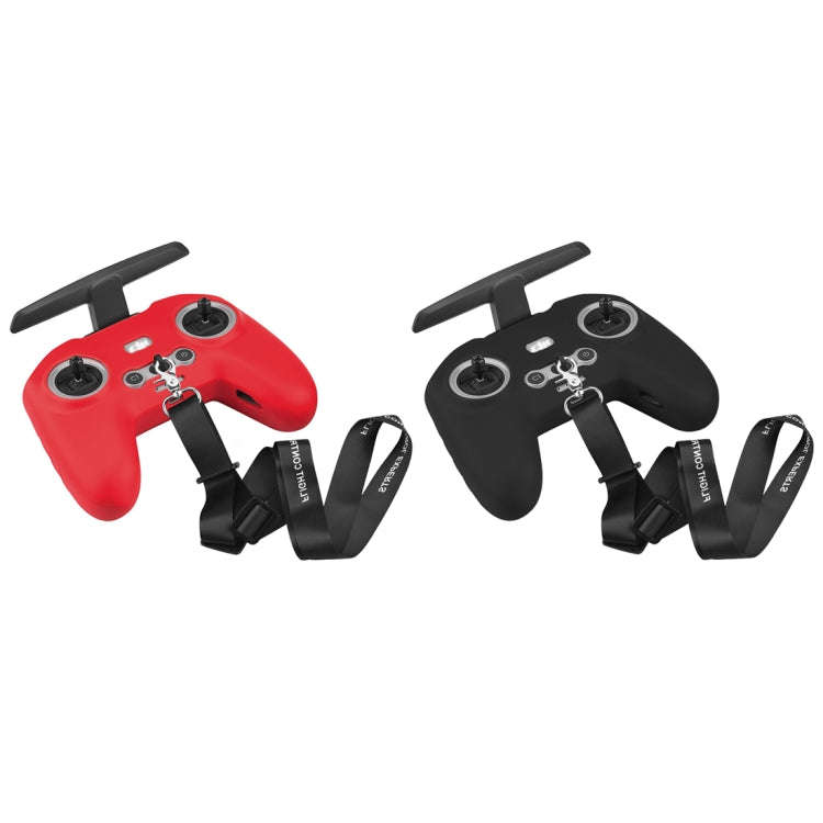For DJI FPV Combo Remote Control PULUZ Silicone Protective Case with Neck Strap(Black)