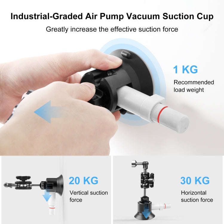 PULUZ 3 inch Car Single Pump Suction Cup Aluminum Alloy Mount (Black)