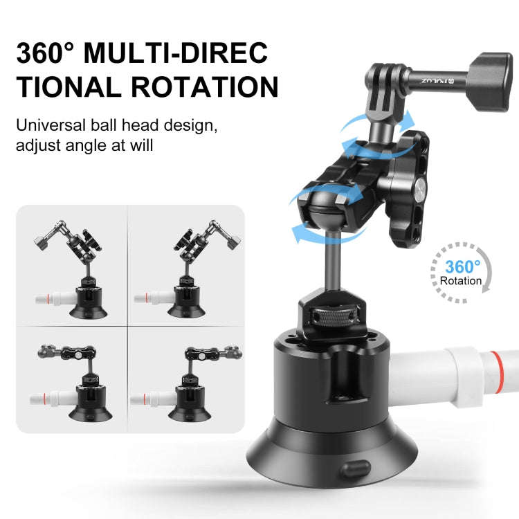 PULUZ Magic Arm with Pump Suction Cup Aluminum Alloy Mount (Black)