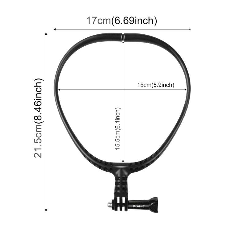 PULUZ Lazy Adjustable Neck Bracket for GoPro Action Cameras (Black)