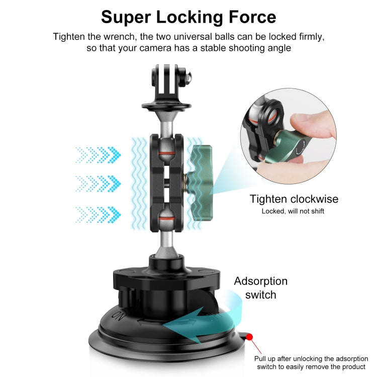 PULUZ Magic Arm Strong Suction Cup Aluminum Alloy Mount(Black)