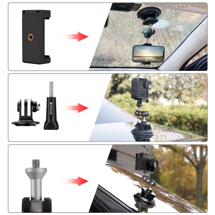 PULUZ Magic Arm Strong Suction Cup Aluminum Alloy Mount(Black)