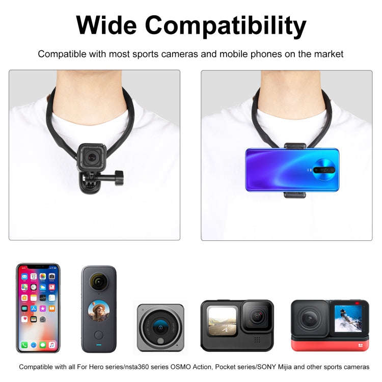 PULUZ Lazy Neck Bracket POV View Mount for GoPro Action Cameras (Black)