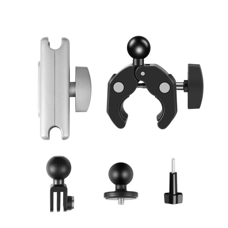 PULUZ Motorcycle Crab Pliers Clip Arm Mount with Mount Adapter & Long Screw (Black)
