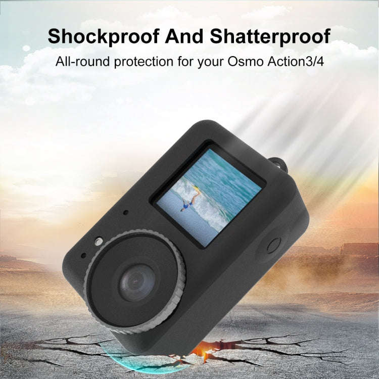 For DJI Osmo Action 5 Pro / 4 / 3 PULUZ Silicone Protective Case with Lens Cap (Black)