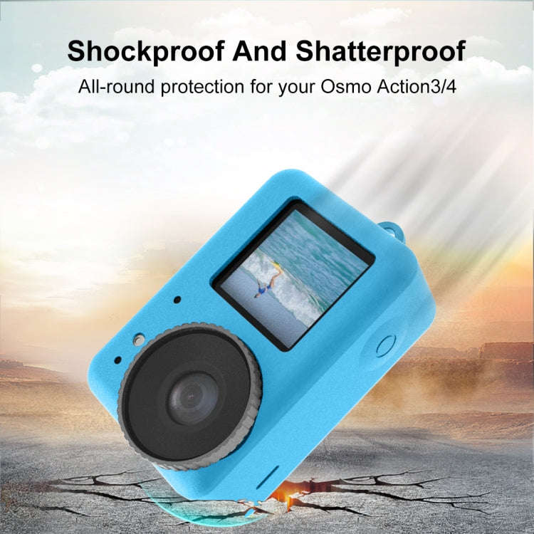 For DJI Osmo Action 5 Pro / 4 / 3  PULUZ Silicone Protective Case with Lens Cap (Blue)