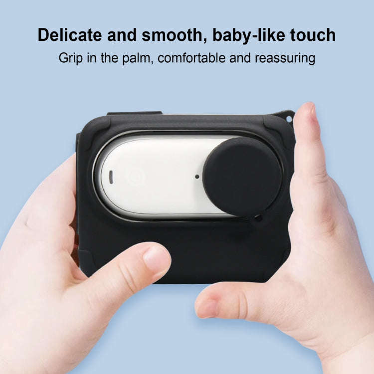 For Insta360 GO 3 PULUZ Camera Charging Case Silicone Case with Lens Cap & Strap (Black)