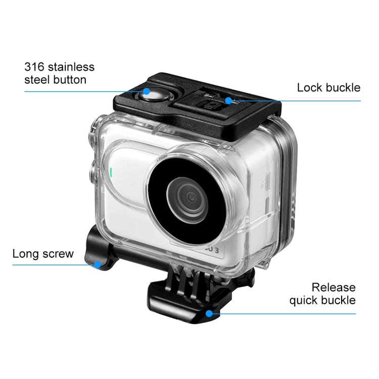 For Insta360 GO 3  / GO 3SPULUZ 60m Underwater Waterproof Housing Case with Base Adapter & Screw ...