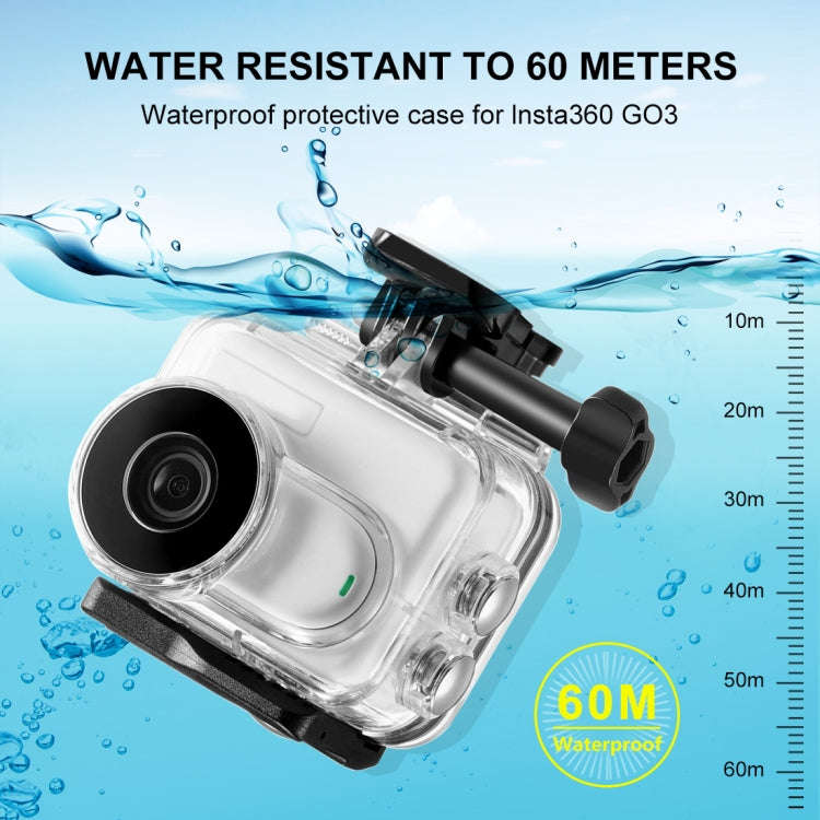 For Insta360 GO 3  / GO 3SPULUZ 60m Underwater Waterproof Housing Case with Base Adapter & Screw ...